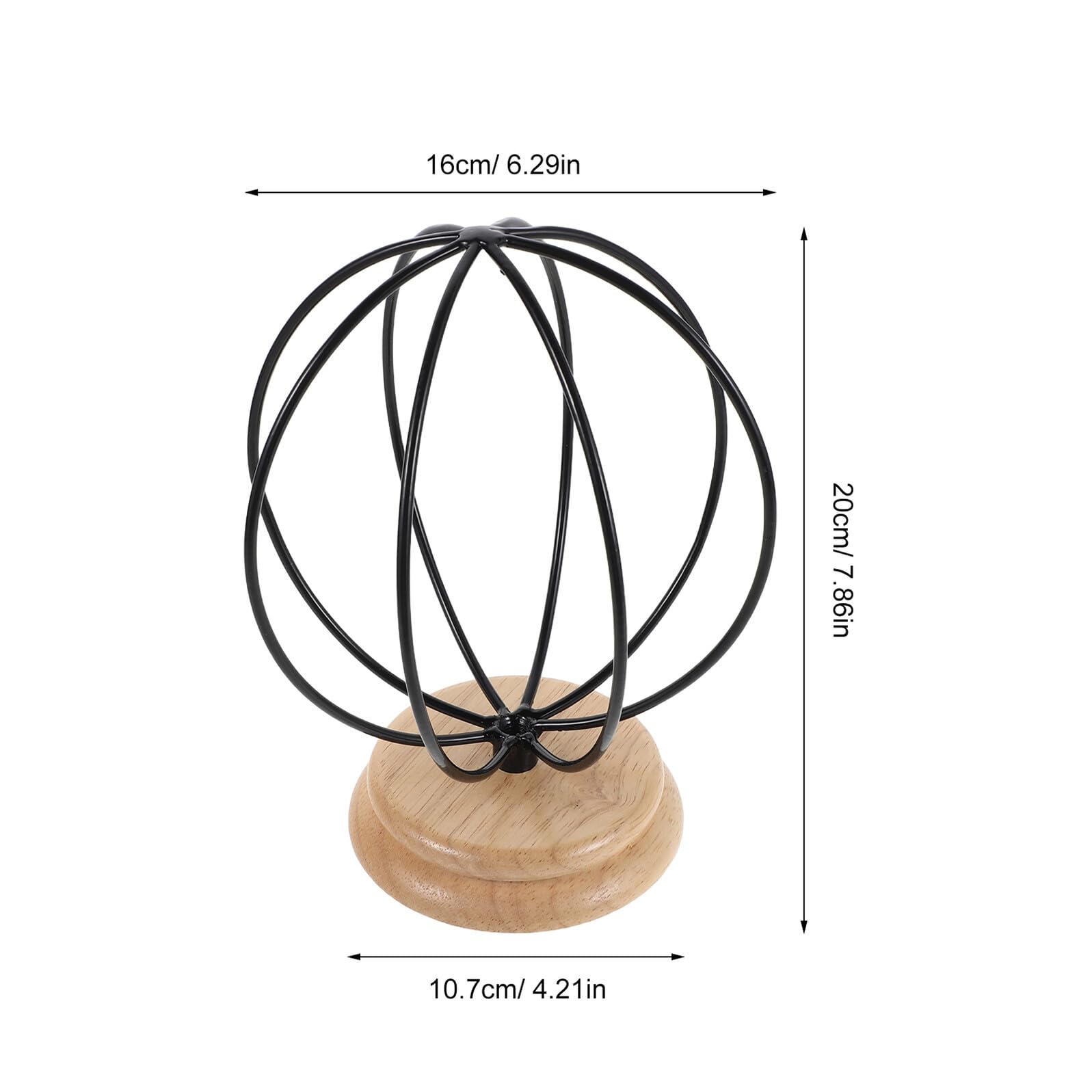 Porte-chapeaux en Métal avec Base en Bois, Support Stable Noir
