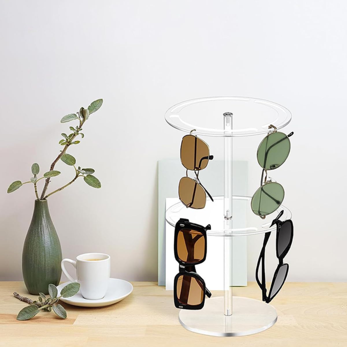 CHILDWEET Expositor De Gafas Transparente De Acrílico Estante para Gafas De Sol De Doble Organizador De Escritorio para Exhibir Casa o Tienda