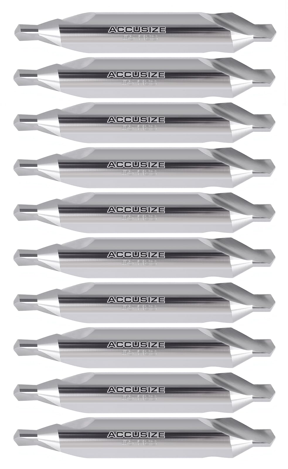 Accusize Industrial Tools 10 Pcs No.5 7/16'' by 3/16'' by 2-3/4'' Hss Center Drill Bits, 60 Deg, 0530-0500x10
