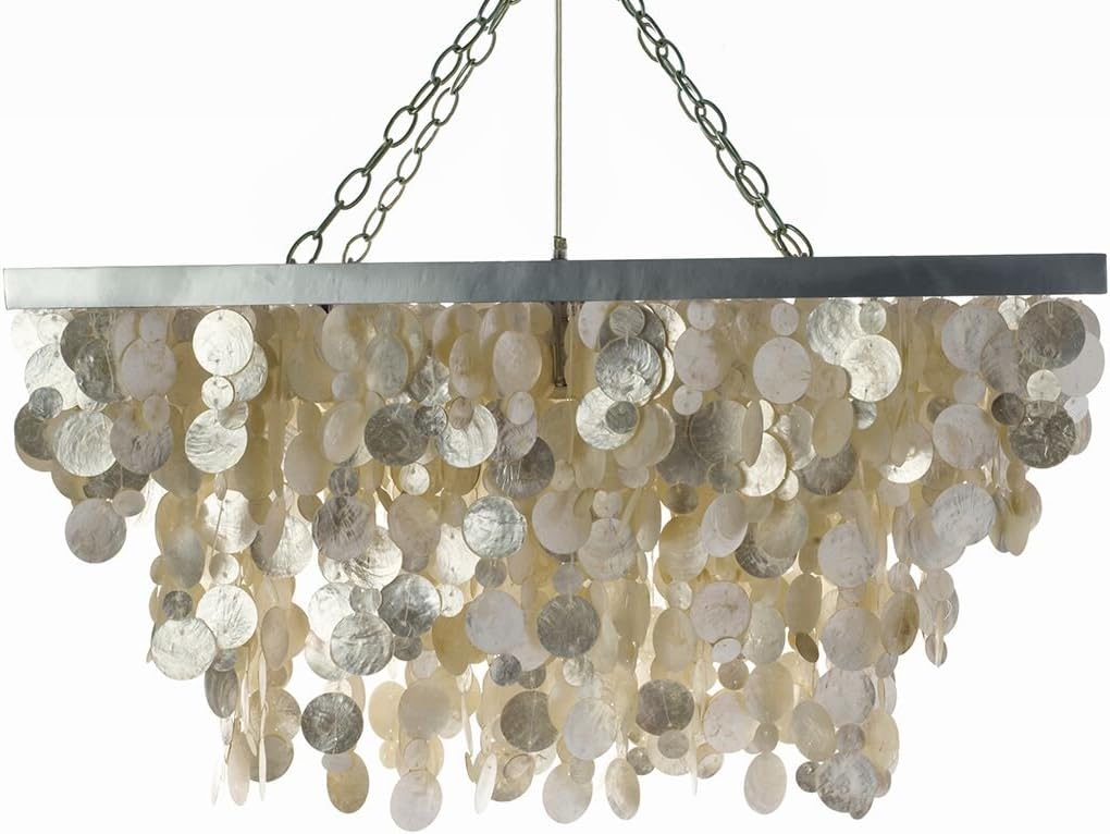 Creative Product KOUBOO 1050053 Rectangular Capiz Seashell Rain Drop Pendant Lamp, 32 x 16 x 18, Champagne