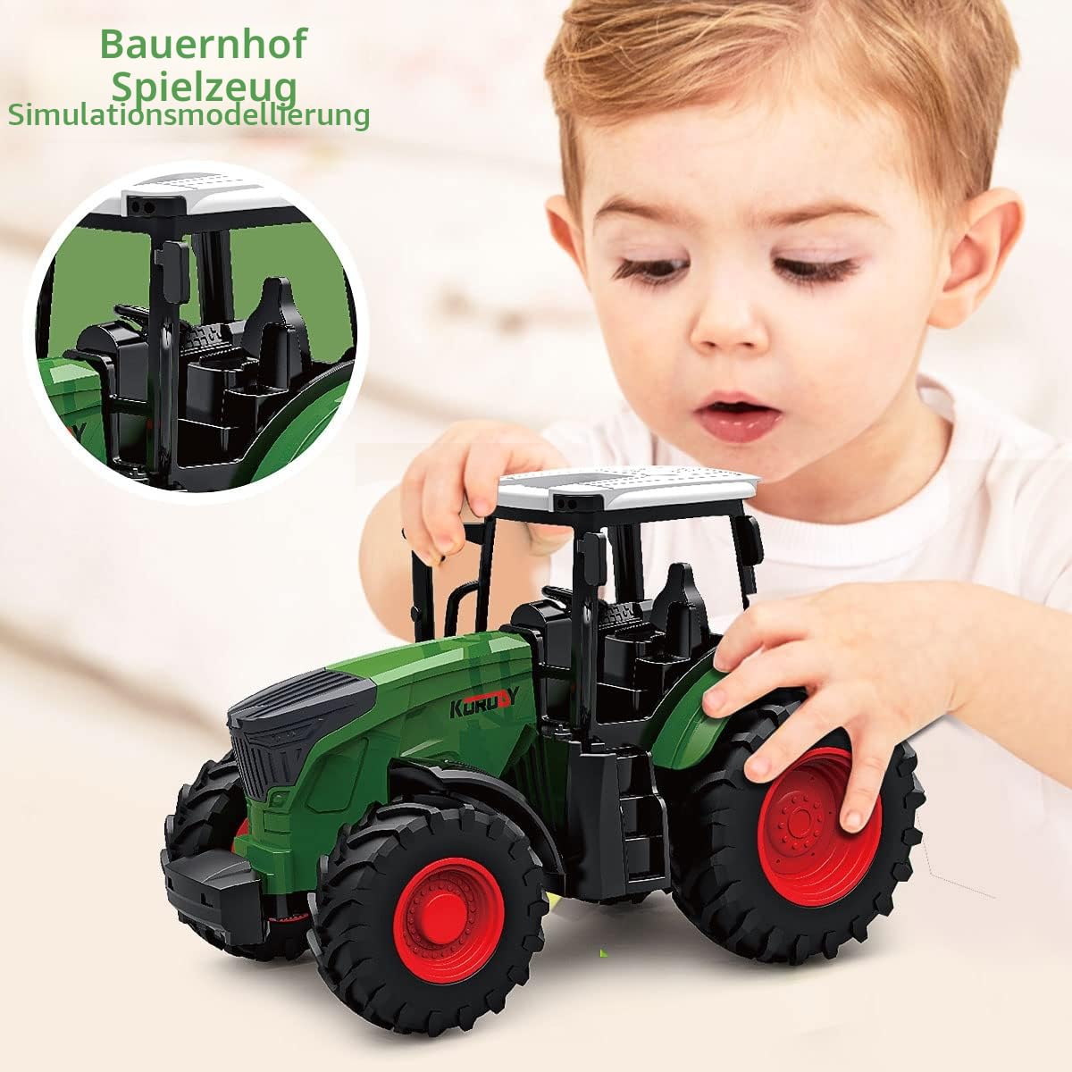 Farm Traktor Fahrzeuge Traktor Anhänger mit Greifer Round Bale Frontloade Tipping Anhänger Dünger Spreader mit Milch Kuh Ballen Farming Spielzeug Spielset für Jungen Kinder Kleinkinder