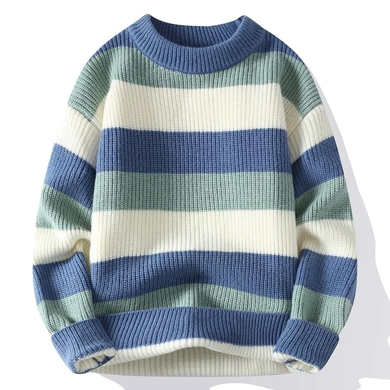 Men's Striped Sweater O-Neck Casual Knit Pullovers Knitted Sweater Men Autumn Winter Warm Tops2