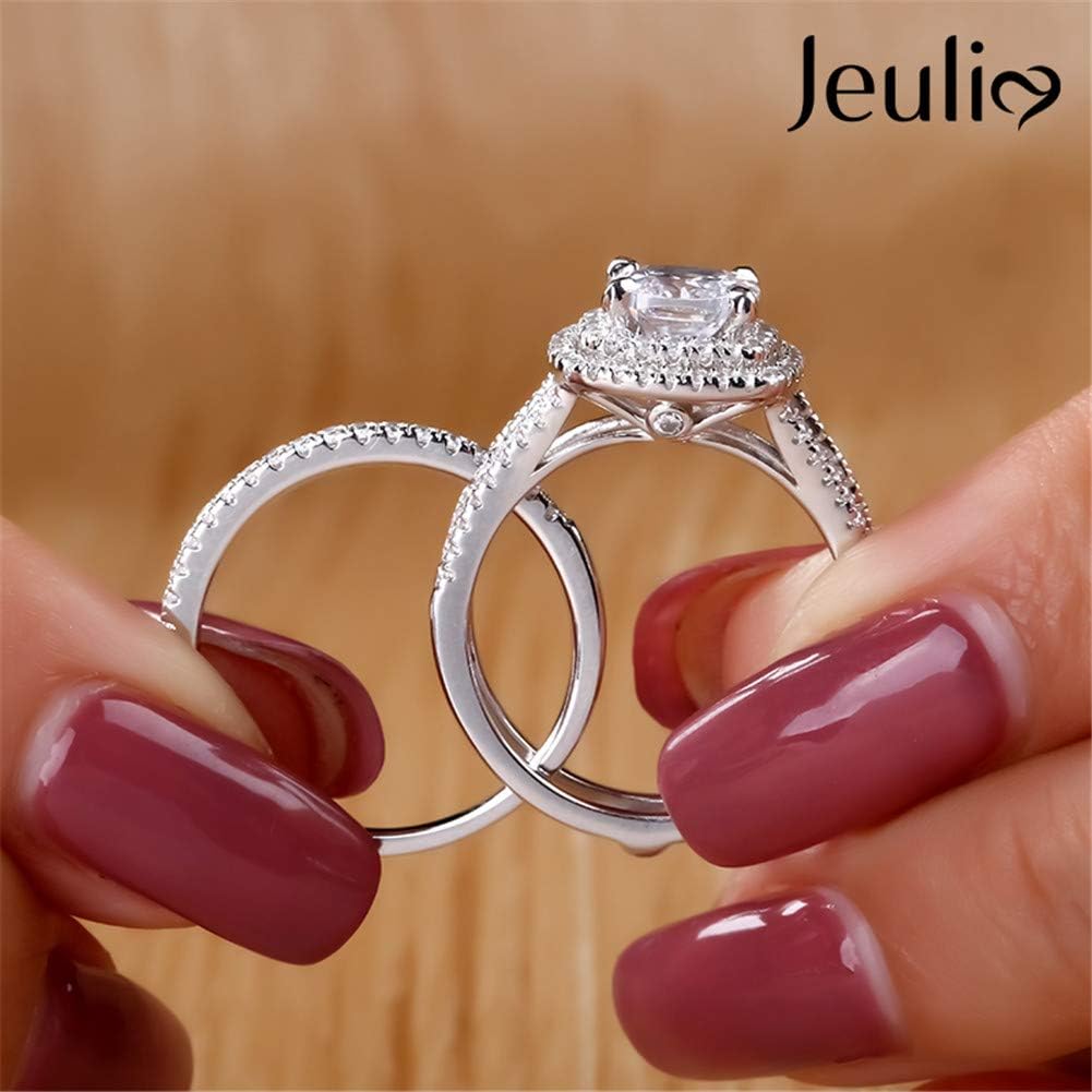 Jeulia Brilliant Classic Band Rings Sets for Women 925 Sterling Silver Fashion Ring Sets Wedding Engagement Anniversary Promise Ring Bridal Sets Jewelry - Image 4