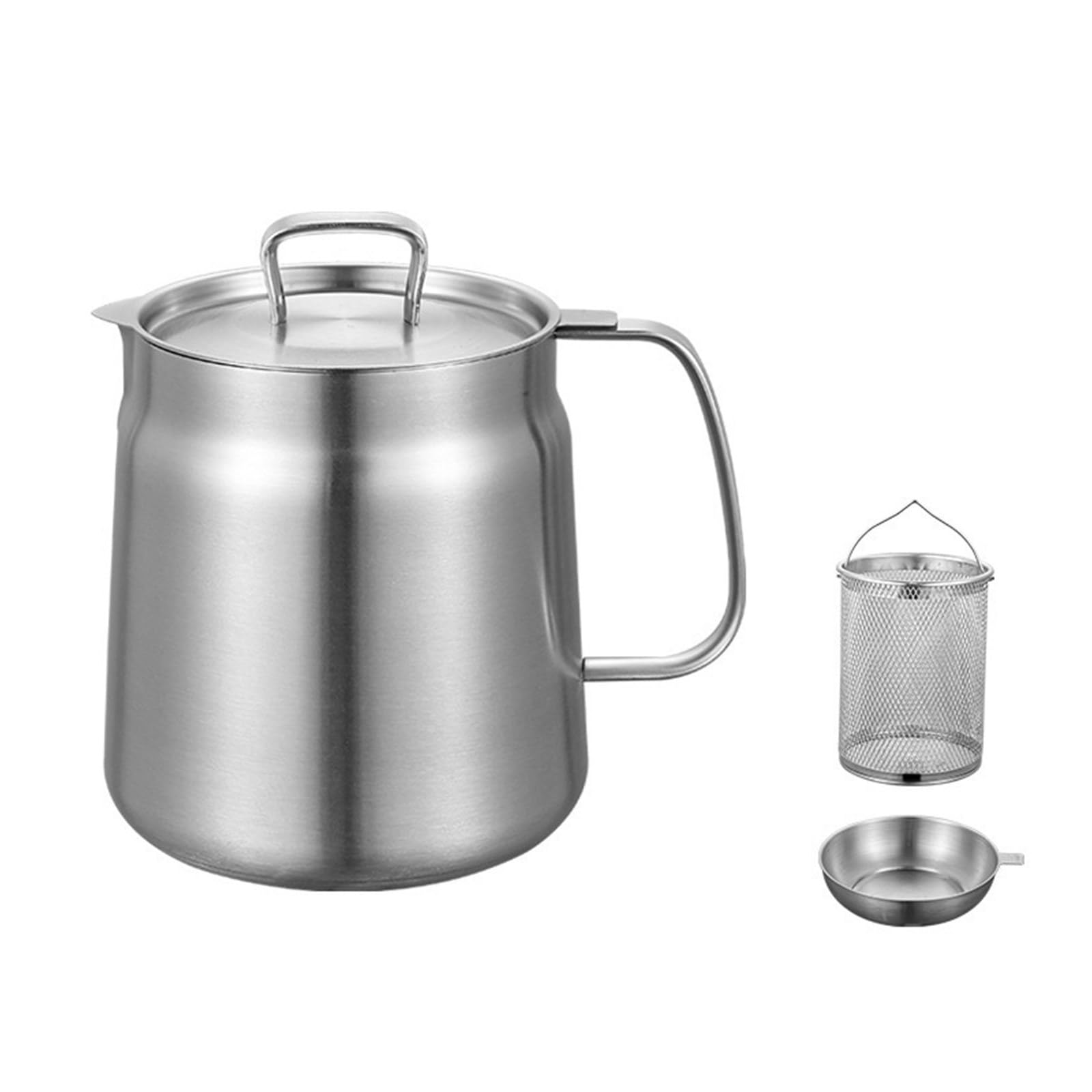 Colador de aceite de cocina de acero inoxidable de alta calidad con cesta de filtro extraíble, gran capacidad de 1,5/2 L, colador de aceite con mallas de filtro