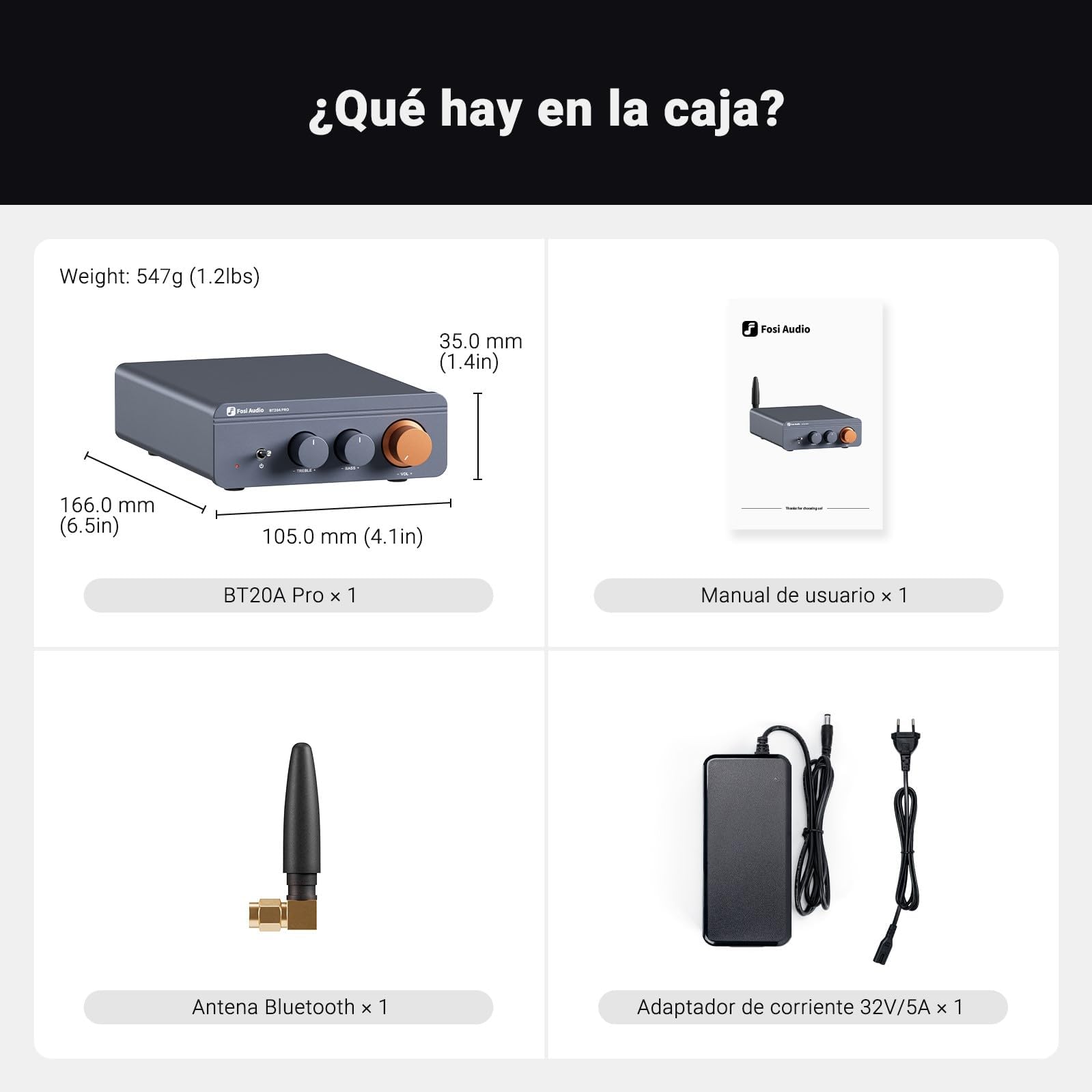 Fosi Audio BT20A Pro Amplificador HiFi+Fosi Audio SP601 Altavoces de Estantería