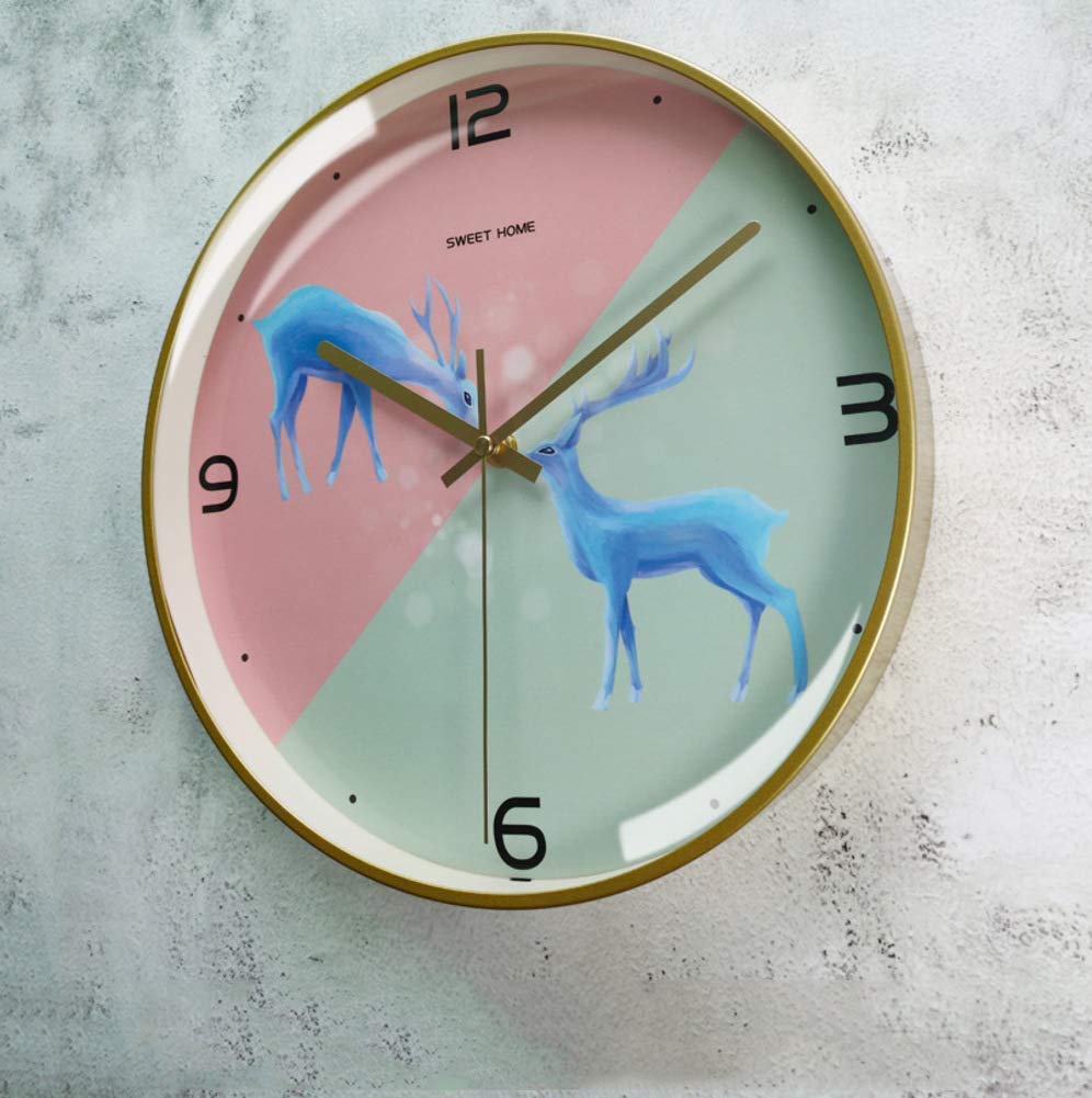 qazwsx Round Large Dial Wall Clock, Silent Metal Frame Glass Cover Wall Hanging Clock,non Ticking Sweep Movement 3d Numbers Easy To Read-o 35cm(14")