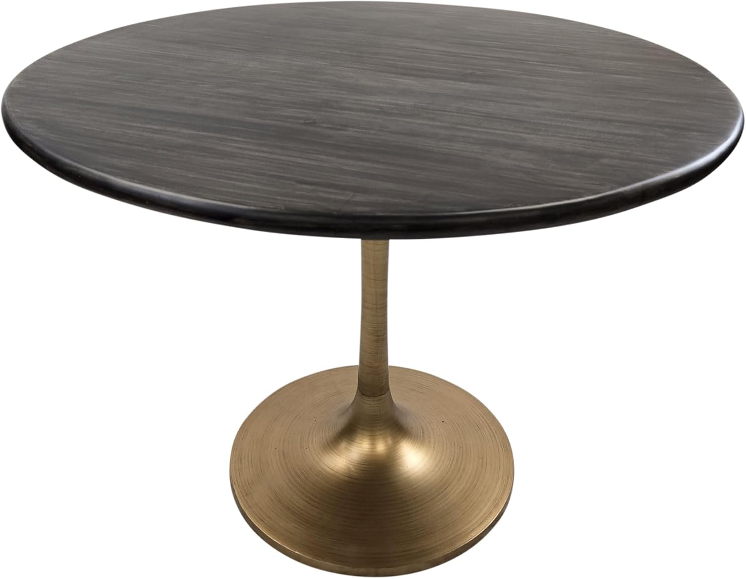 Carolina Chair & Table Small Round Dining Table – Stained Mango Wood Top with Aluminum Pedestal Base Table – Rustic Mid Century Modern Style Furniture for Small Dining Spaces (Elm/Black, 30")