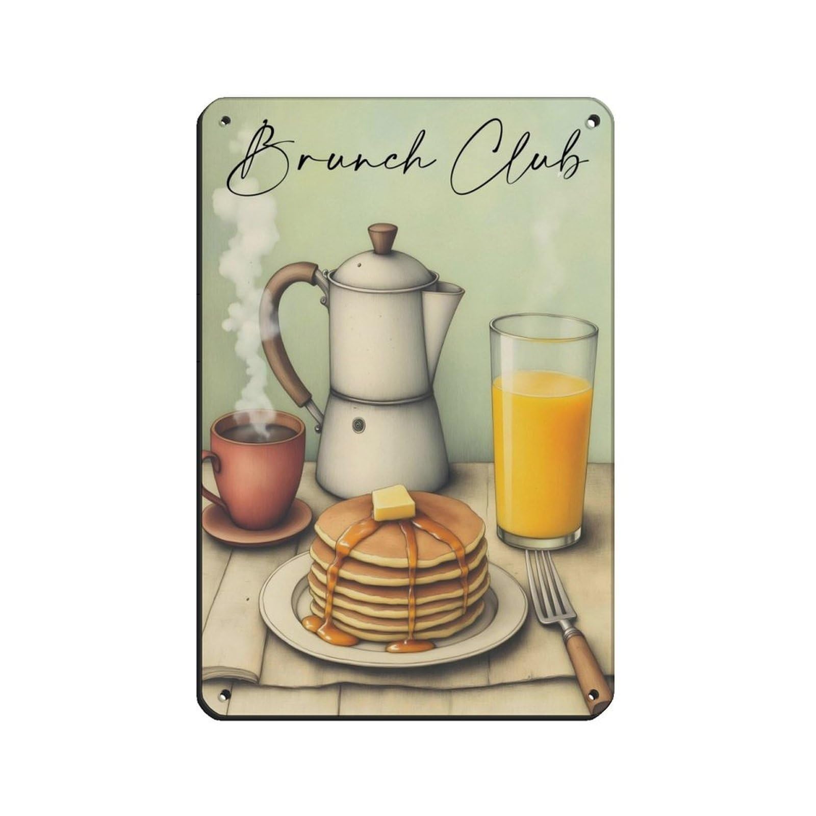 Brunch Club, Vintage Food Poster Tin Sign Vintage Metal Pub Club Cafe Bar Home Wall Art Decoration Poster Retro 8x12inch(20x30cm)