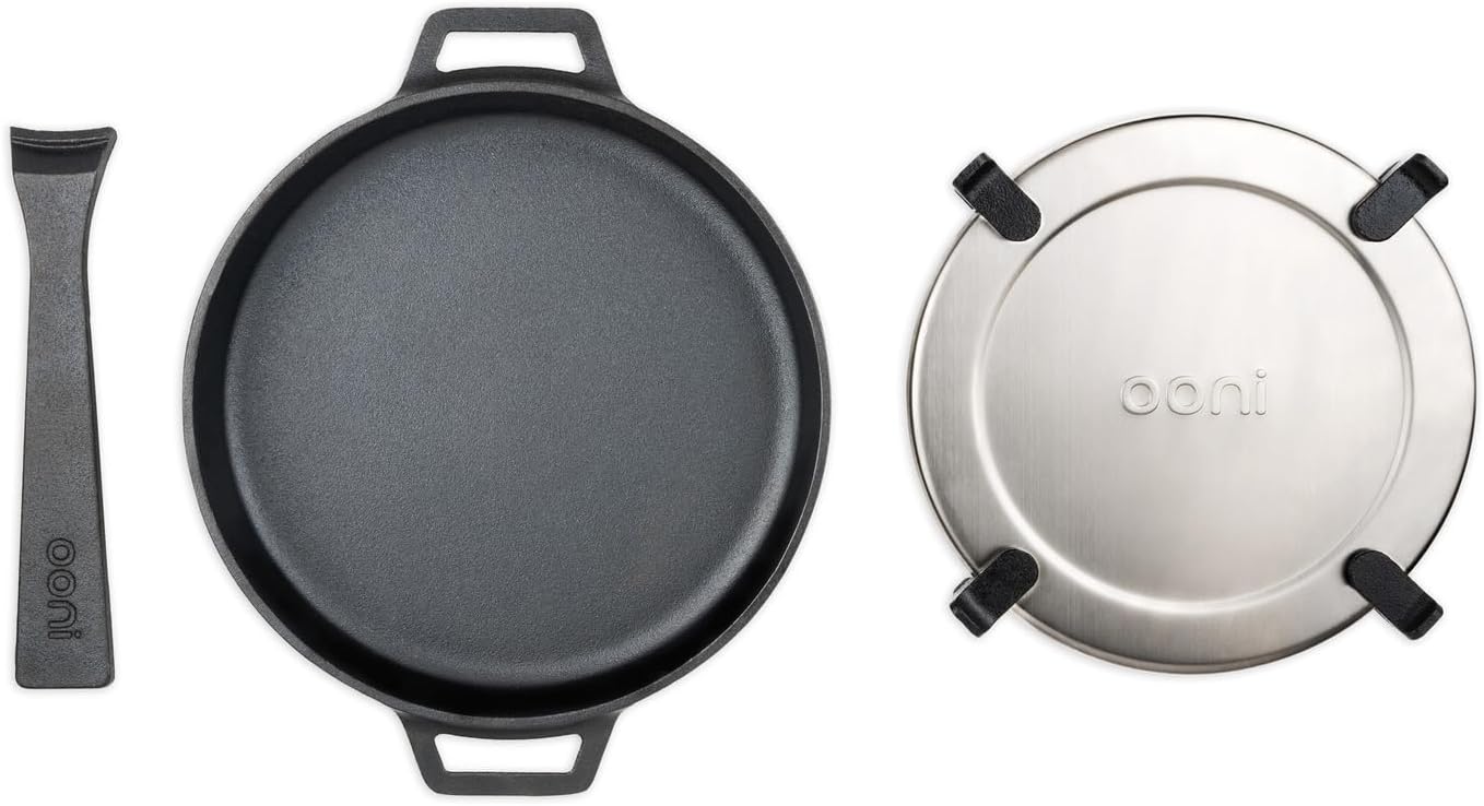 Cast Iron Skillet Pan - 9" Round Skillet with Removable Handle and Sainless Steel Trivet, Cast Iron Frying Pan, Pre-Seasoned Non-Stick Oven Safe Cookware, Pizza Oven and BBQ Accessories