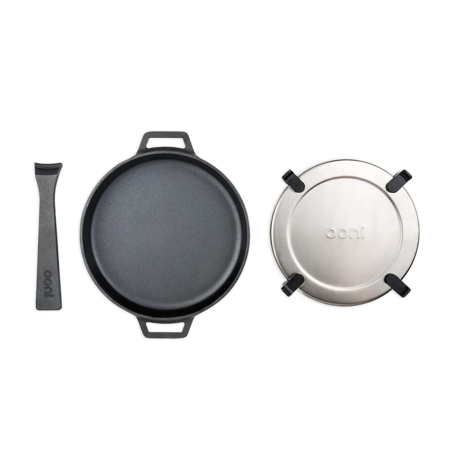 Cast Iron Skillet Pan - 9" Round Cast Iron Skillet with Removable Handle and Sainless Steel Trivet, Cast Iron Frying Pan, Pre-Seasoned Non-Stick Oven Safe Cookware, Pizza Oven and BBQ Accessories