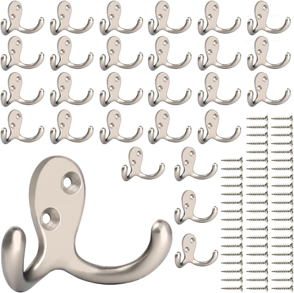 ROLLYWARE ® Stainless Steel Unbreakable Heavy Duty Double Prong Coat Hooks Bathroom 2 Hooks Cloth Hanger Wall Hook Door Robe Hooks for Hanging Keys,Clothes (J-Type-2 HOOK-SILVER-20) (B0D66KTX5G) Amazon Price History, Amazon Price Tracker