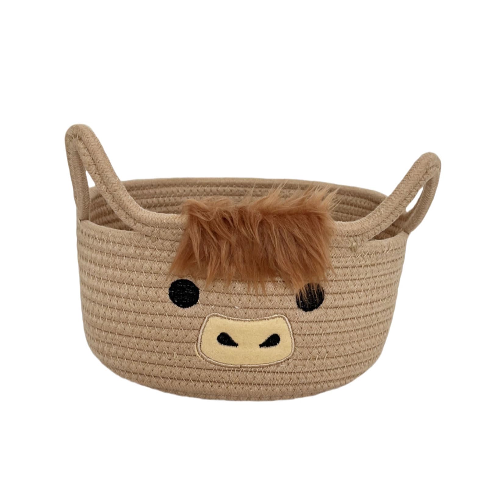 Buxuaaaa Stylish Highlands Cow Themed Cotton Storage Bin Functional and Decorative Storage Container for Any Space 22x12cm Height Cow Basket