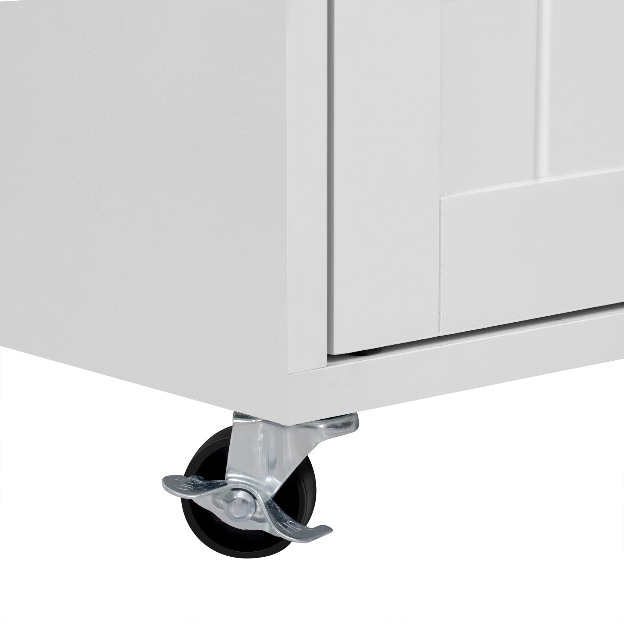 Merax Isla de cocina ultramoderna con espacio de almacenamiento, mesa de bar extensible con encimera, isla de cocina con ruedas, 2 cajones, 2 armarios y estante para especias, carrito de cocina móvil