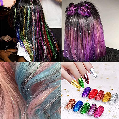 Haidi Hair 47 Inch Hair Tinsel With Tools 12 Colors 2400 Strands Hair Tinsel Kit Glitter Fairy Tinsel Hair Extensions For Women Girls Kids Synthetic 12Pcs Highlights Hair Pieces #TOP5