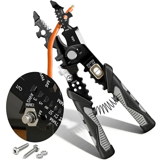 2026 Upgraded Wire Stripper Tool, 25-in-1 Multifunctional Cutting Crimping & Nut Bolt Wrench, 16 AWG to 3 AWG Wires, Versatile Wire Strippers Electrical for Industrial & Home Use