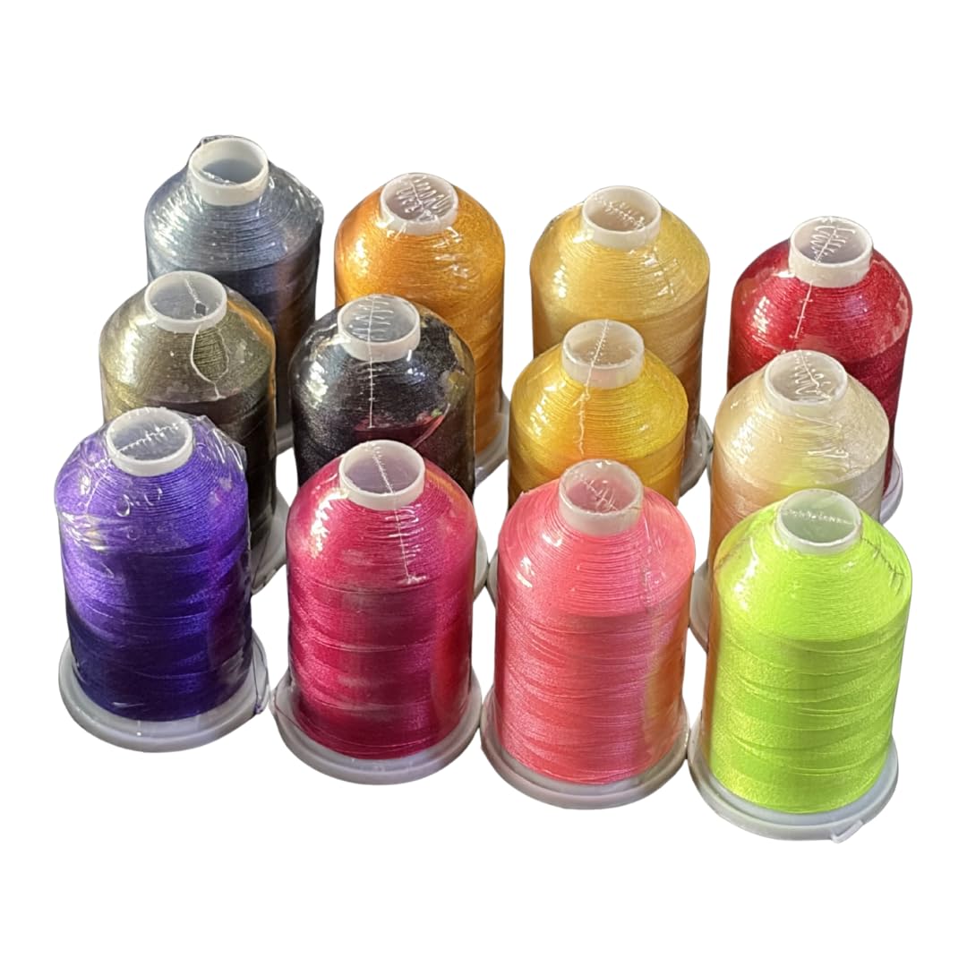 Rangohit Trilobal Polyester Embroidery Machine Thread for Special Designs on Most Home Embroidery Sewing Machines (Assorted Shades, 12 Cones)-image-19