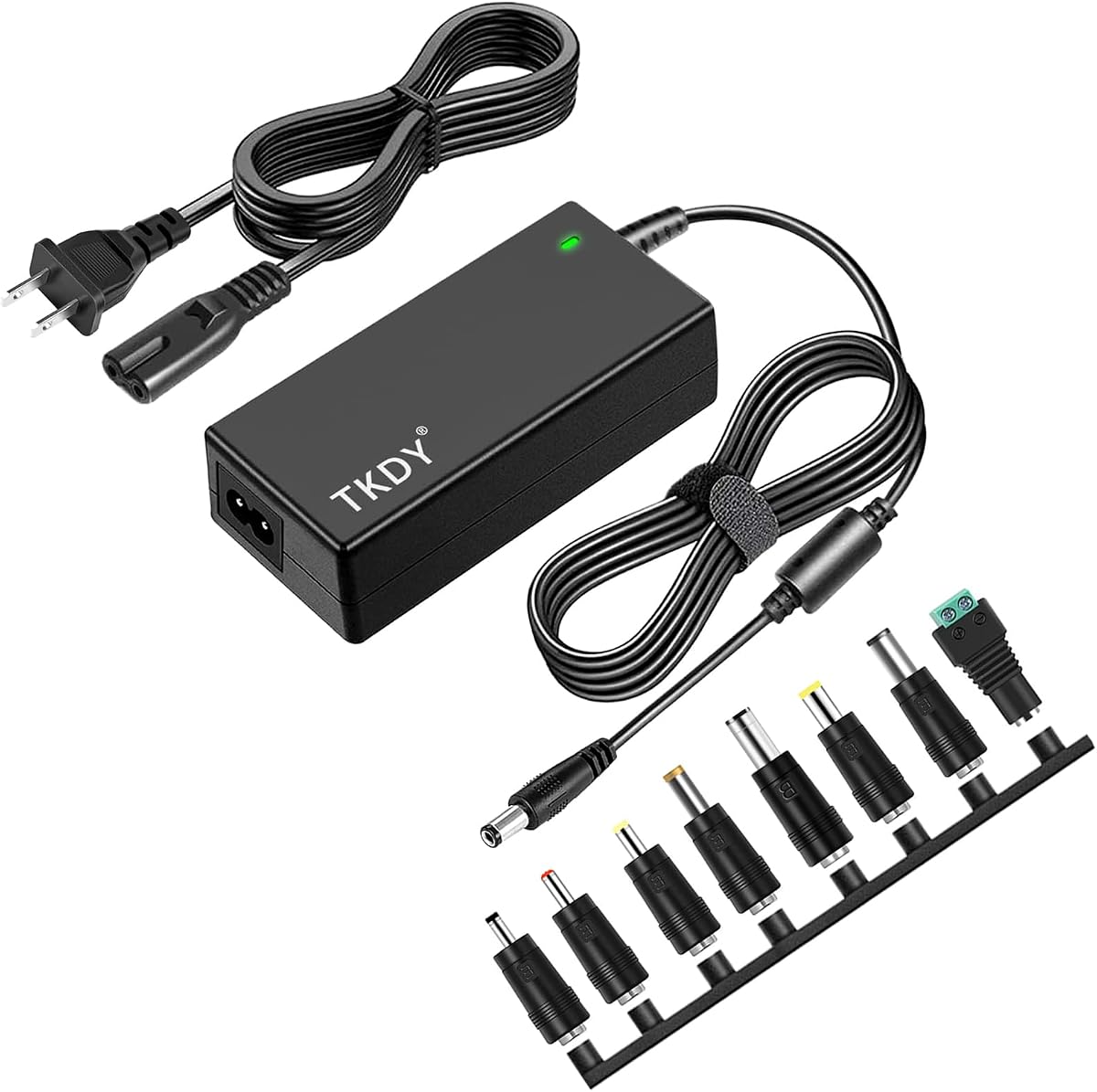 Fuente de alimentación de 24 V 2,5 A, CA 100-240 V 50/60 Hz a CC 24 V, apto para tiras de luces LED, convertidor de transformadores de iluminación, cable de alimentación, con 8 puntas de CC.