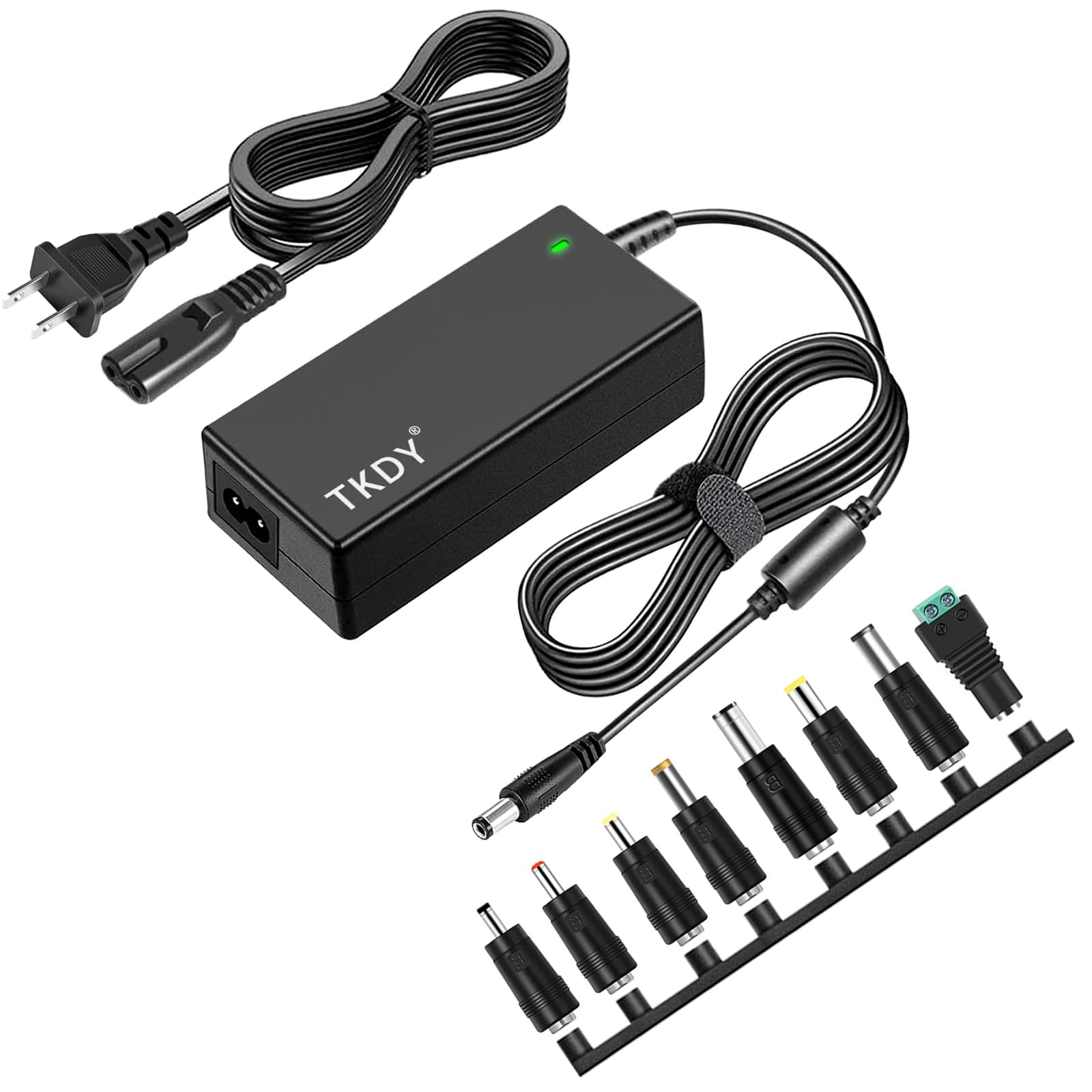 TKDY 24V 2.5A Power Supply 60W AC Adapter, fit for 24Vdc LED Light Strip Speaker Soundbar Printer and More, AC 100-240V to DC 24 Volt 2.5 Amp Converter with 5.5x2.5mm DC Port and 8 Tips.