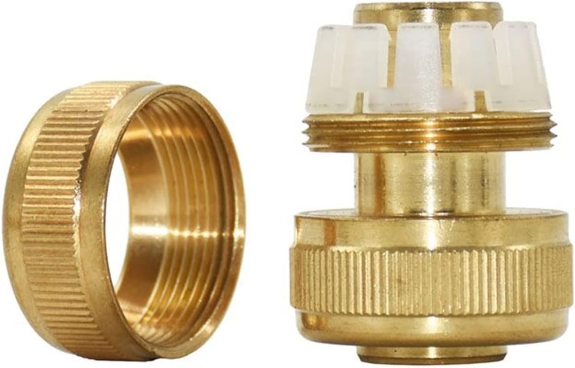 Utility Connector Adapter Hose Connector Adapter 3/4 inch Brass Repair Joint 20Mm Hose Copper Metal Threaded Water Pipe Joint Garden Hose Repair Copper Fittings 5Pcs/Yellow