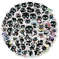 50Pcs Cute Black Cat Stickers for Water Bottles, Scrapbooking, Kindle, Skateboards, Notebooks, Laptop, Bicycle, Waterproof Vinyl Graffiti Kitten Decals