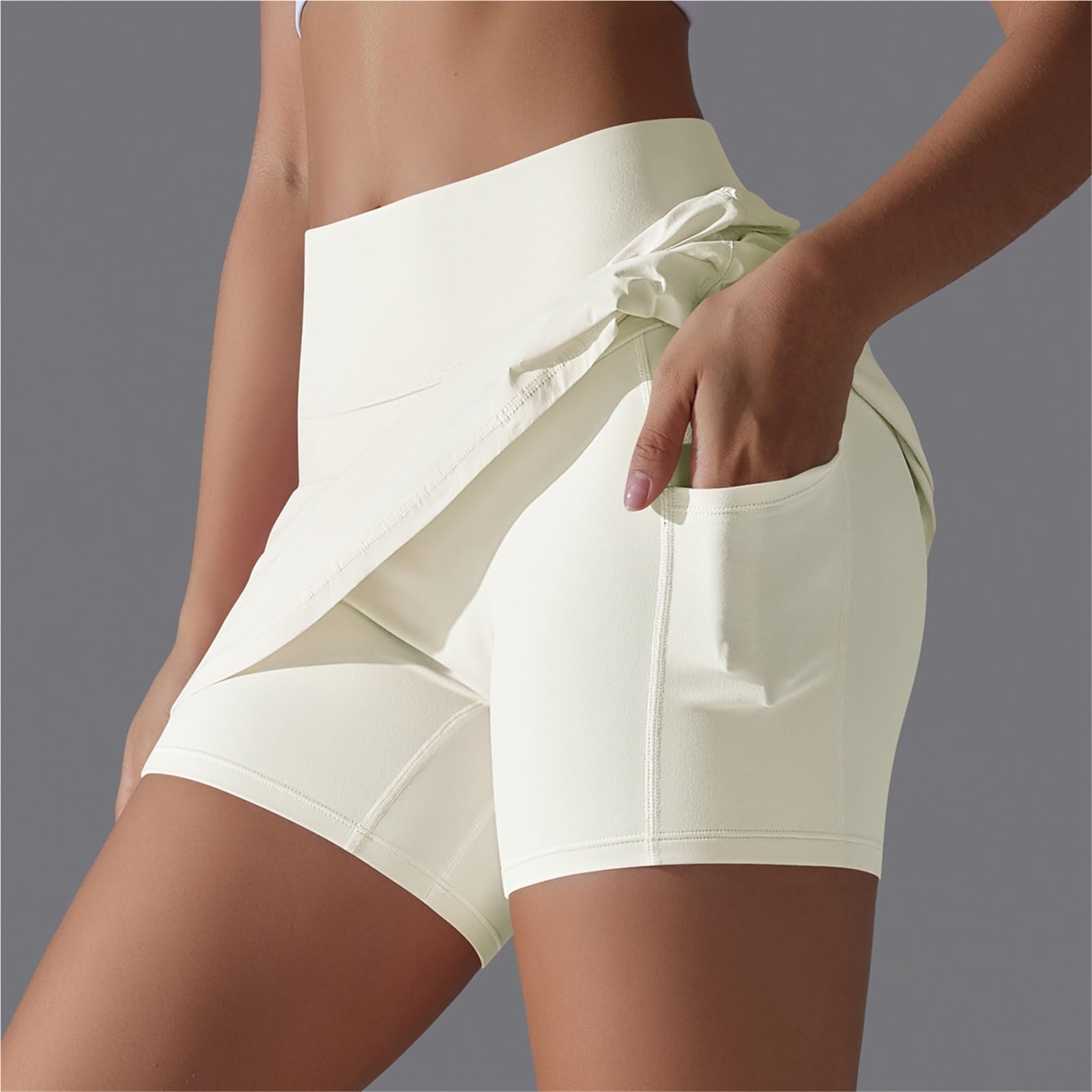 Atmungsaktiver Yogarock for Damen, elastischer, doppellagiger Tennisrock, hoher Taillen-Sport-Tennisrock Für Tennis Golf Laufen