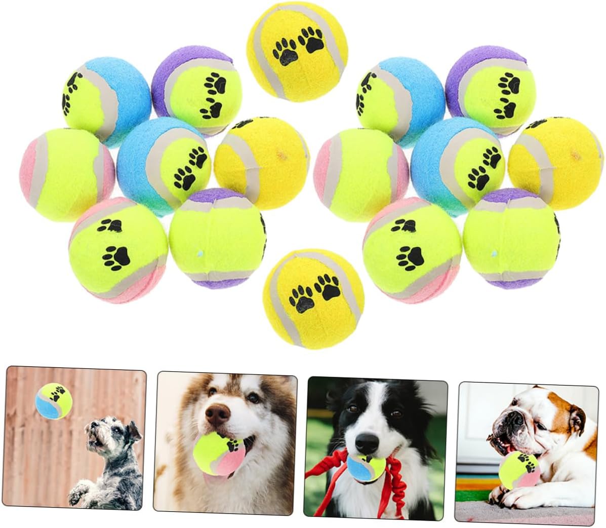 Hemoton 16pcs Dog Fetch Balls Rubber Interactive Training 7cm Diameter Small Balls for Dogs Puppy Activity Play Pet Supplies Random Color