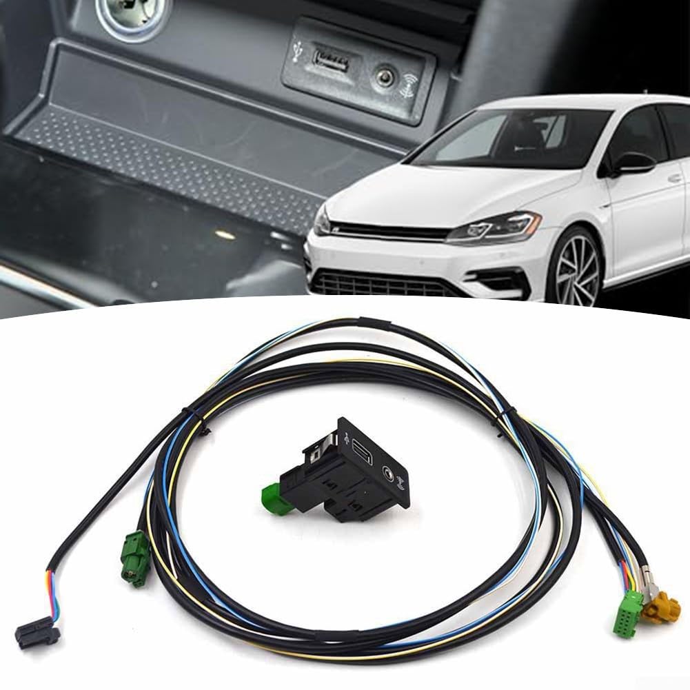 Cavo di ricambio per interfaccia audio CARPLAY Media USB AUX 5Q00035726E per Golf 7 MK7 per Passat B8, cavo di ricambio in plastica e metallo nero (un set)