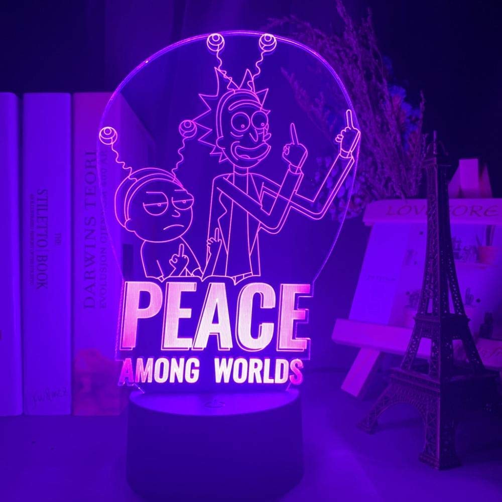Rick and Morty Peace Among Worlds Figure Led Night Light Cool Xmas Gift for Kids Child Baby Bedroom Nightlight Lamp Rick & Morty