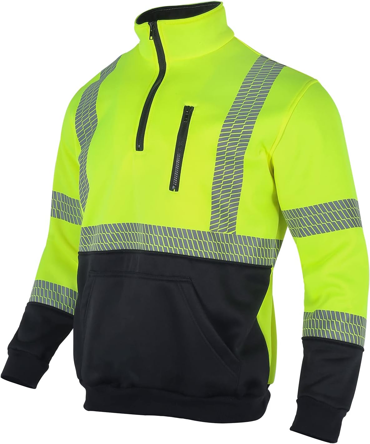 VENDACE Hi Vis Safety Reflective Sweatshirt for Men ANSI Class 3 High Visibility Fleece 1/4 Zipper Jacket No Hood (Yellow,2XL)