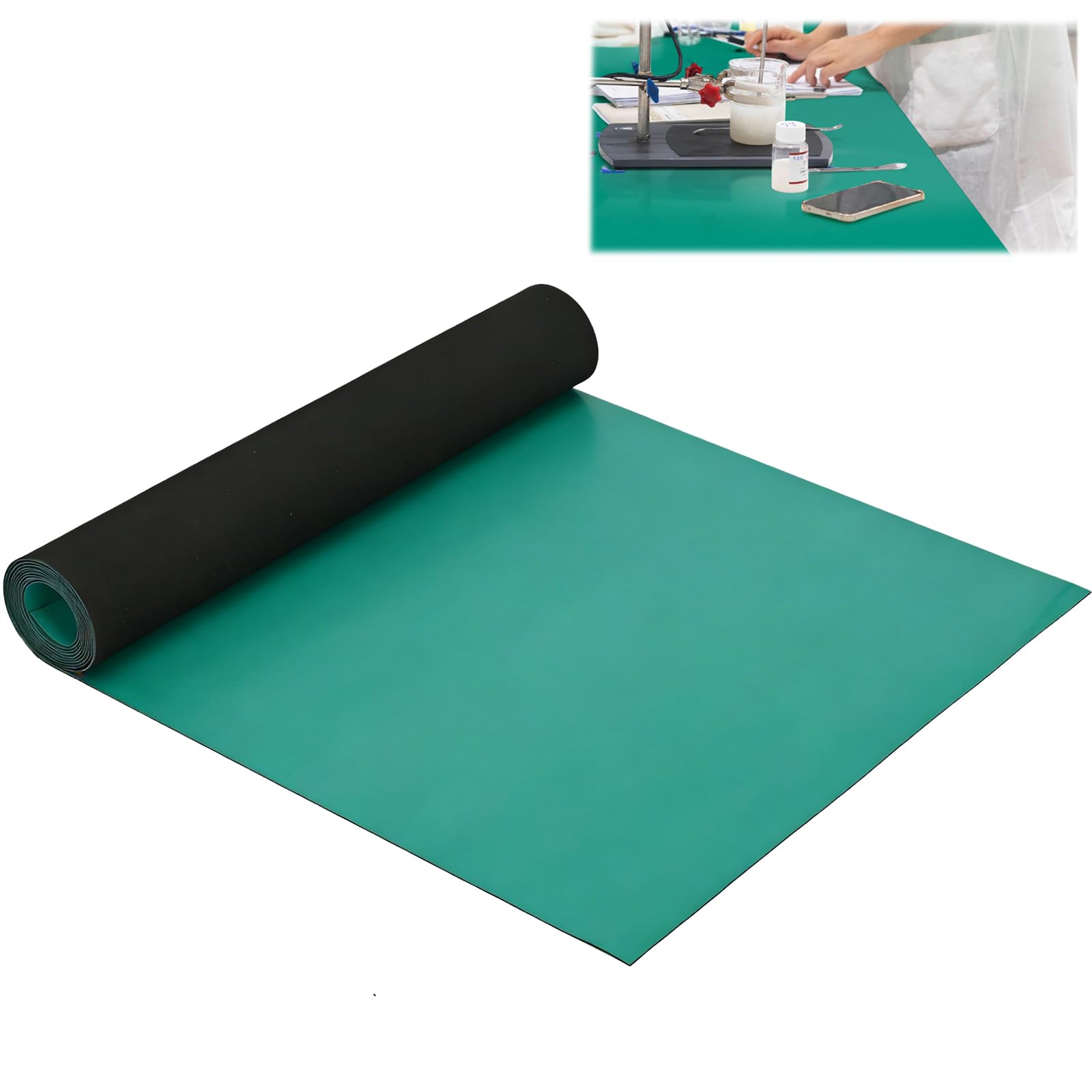 uyoyous 23.7'' x 118'' ESD Soldering Mat, Anti-Static High Temperature Rubber Mat, Resistant Grounding Desk Mat for Circuit Repair, Phone, PC, Tablet
