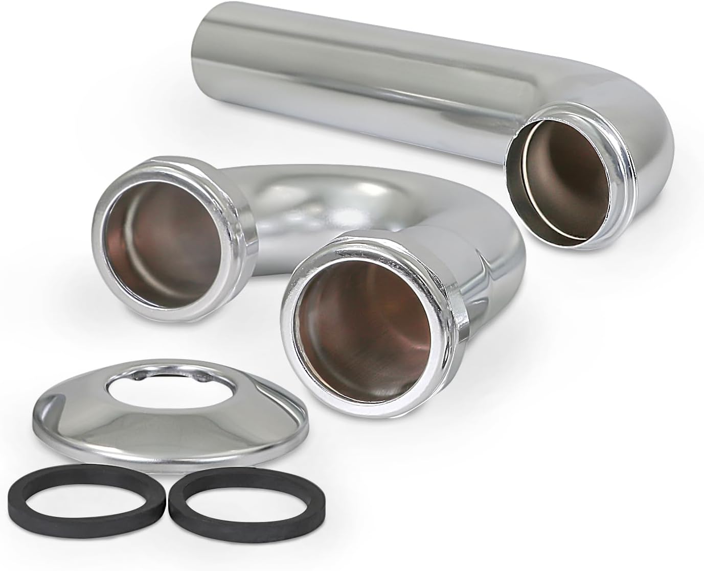 Highcraft Brass P-Trap 1-1/2" Basin Sink Waste Trap with Flange 20-Gauge Sink Trap for Bathroom Sink, Kitchen Sink, Utility Sink Tubular Drain Applications, Chrome Plated Brass Drain Trap