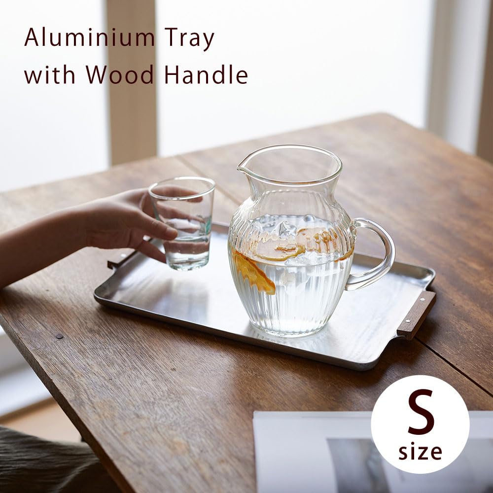 Amazon｜ノスタルジックな木の持ち手のアルミトレー Sサイズ｜トレイ