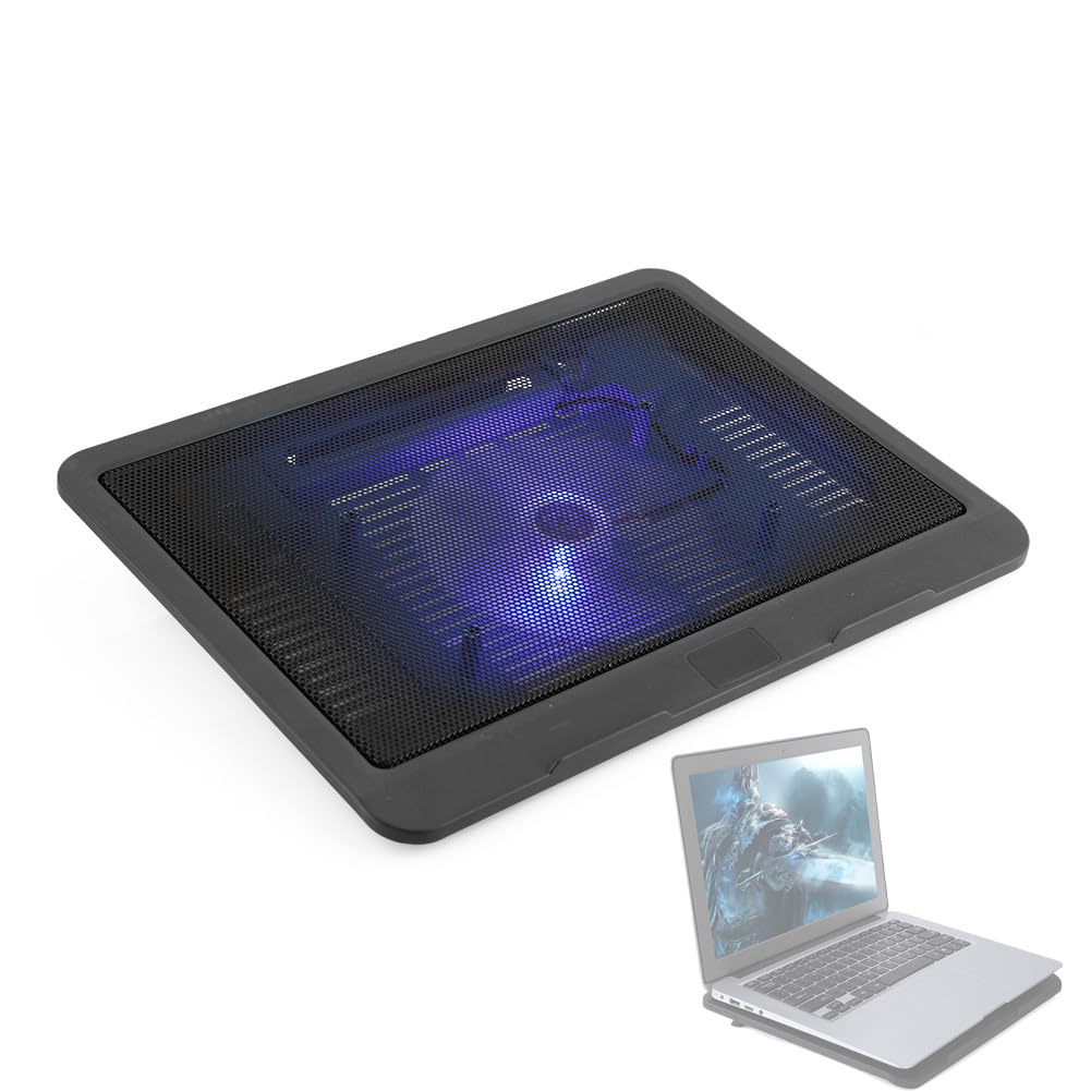 Queen.Y Laptop Cooler Base Cooling Pad Base Large Fan USB Support for 14 Inch Laptop or Less Black with Fans