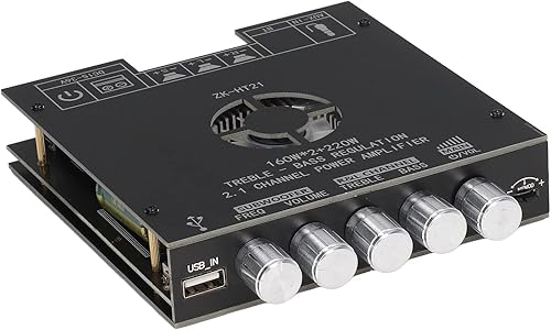 Miniatura 5 de Zk Ht21 - Tablero amplificador Bluetooth, 2.1 canales, subwoofer, estéreo, mini módulo amplificador de potencia de audio con chip HiFi Tda7498e,