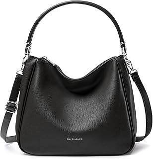 Sac à Main Hobo Femme - Sac Porté Epaule Bandoulière Simili Cuir PU - Cabas Fourre-Tout Taille Moyenne avec Poignée Anse Longue - Mode Ville Classique Pratique Elégant - Noir