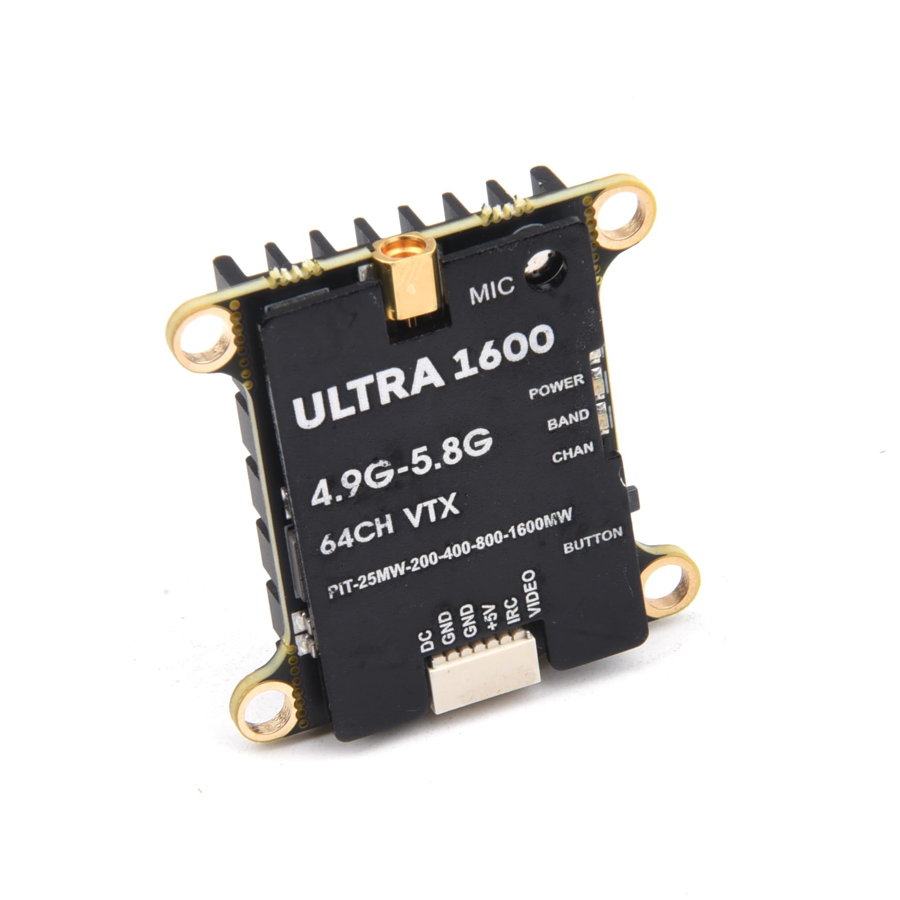 per trasmettitore Video FPV 4.9G-5.8G 64CH 1.6W VTX 25mW/200mW/400mW/800mW/1600mW Regolabile 7-26V per Drone da Corsa a Lungo Raggio RC