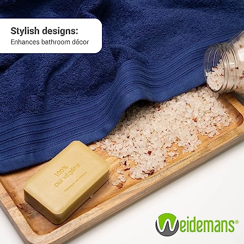 Weidemans Premium Pure Cotton Fluffy Hand Towel 18” X 30” | Navy Blue Hand Towels | Set Of 4 Ultra Soft And Highly Absorbent Hand Towels For Bathroom, Gym, Hotel, Spa, Machine Washable #TOP7