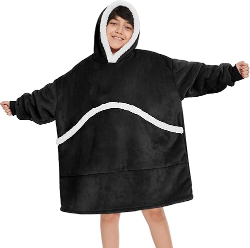 Manta con capucha, sudadera de sherpa de gran tamaño con capucha para mujeres, hombres, adultos y niños 2024