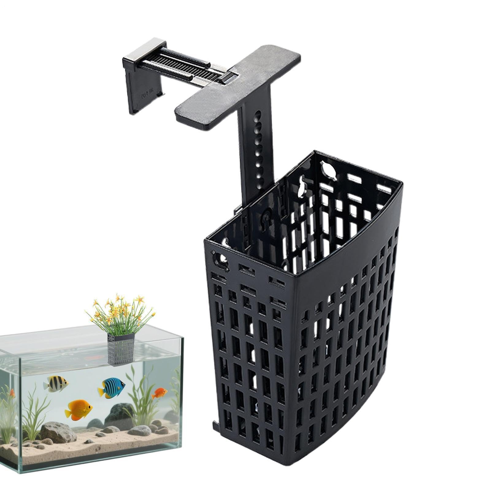 Plant Holder for Fish Tank - Adjustable Height Pot | Aquarium Plant Hanger with Extendable Hook and Suction Cup,for Shrimp Freshwater Terrarium Home Workplace Decor Fish Tank Betta