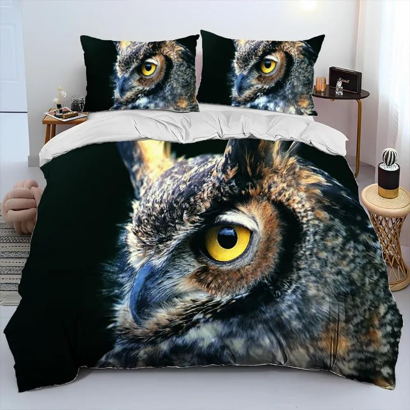 Doux 110g microfiber housse de couette animaux hiboux lit adulte 220x240