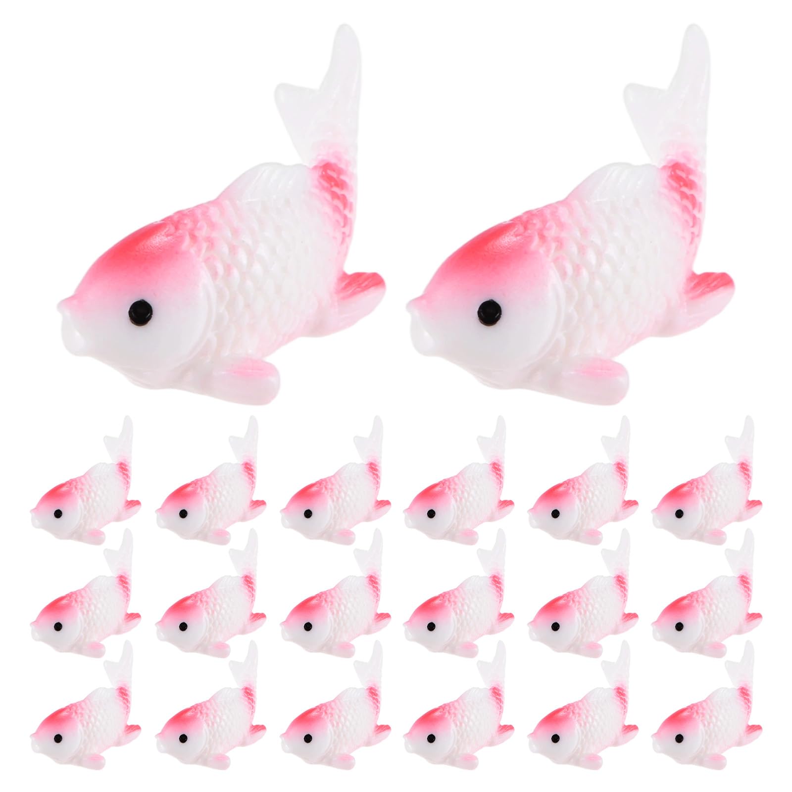 M METERXITY 20-Pack Mini Fake Koi Goldfish Figurines, Resin Miniature Fake Goldfish Realistic Ornament Tiny Figurines Decor Bulk for Aquarium/Fairy Garden/Tank Decor [Small, Pink]