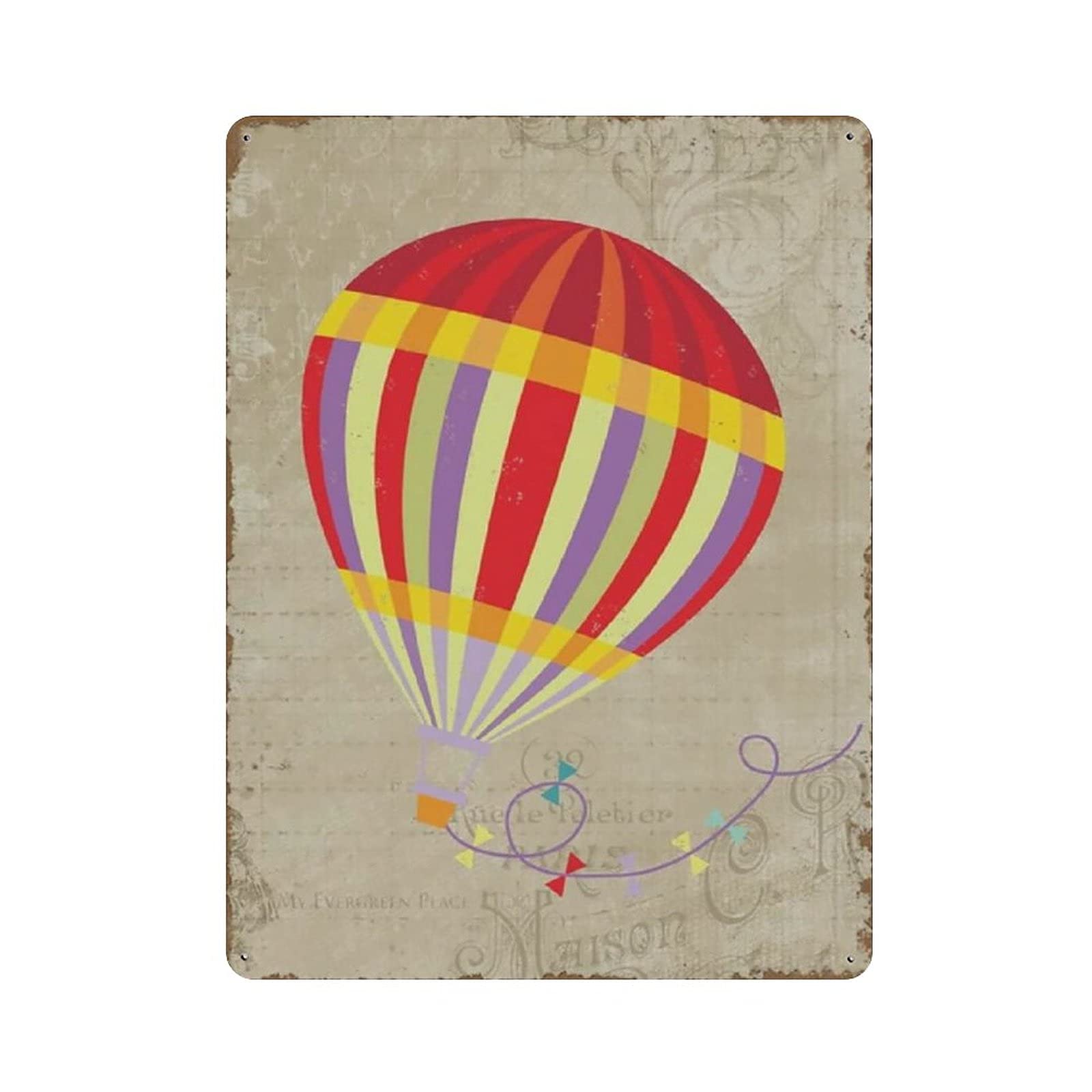 Hot Air Balloon Nursery Metal Signs, Fun Poster For Bar Kitchen Cafe Farmhouse Wall Decor 12x16 inch