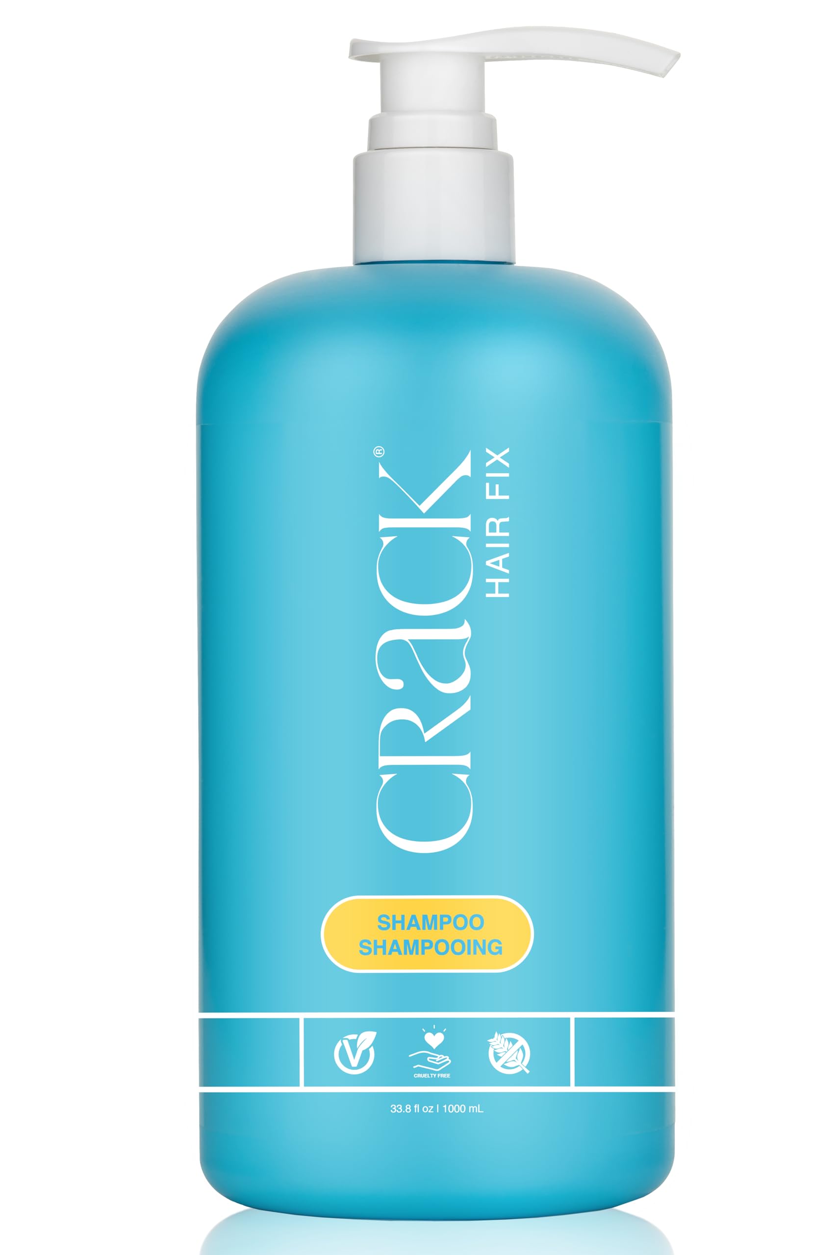 CRACK HAIR FIX Clean & Soaper Shampoo with pump - Moisturizes & Protects Hair From Dryness, Helps Reduce Breakage, and Restores Youthful Shine (33.8 Oz / 1000 Milliliter)