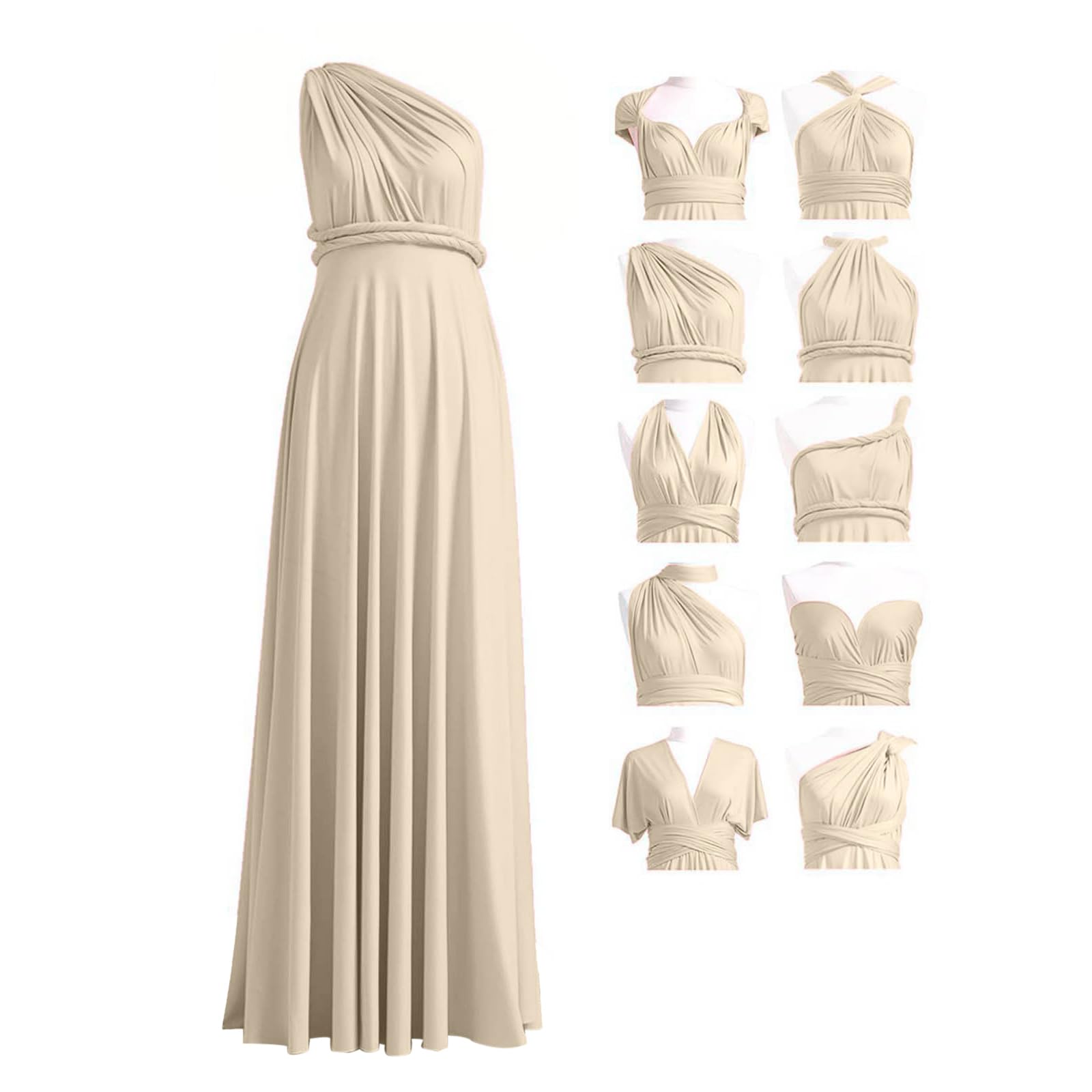 Robe Bandeau Robe Infinity Demoiselle d'honneur Femme - Robes Transformable Multiposition Robes de Soirée & Mariage Invitée Longue Élégante pour Cocktail & Cérémonie