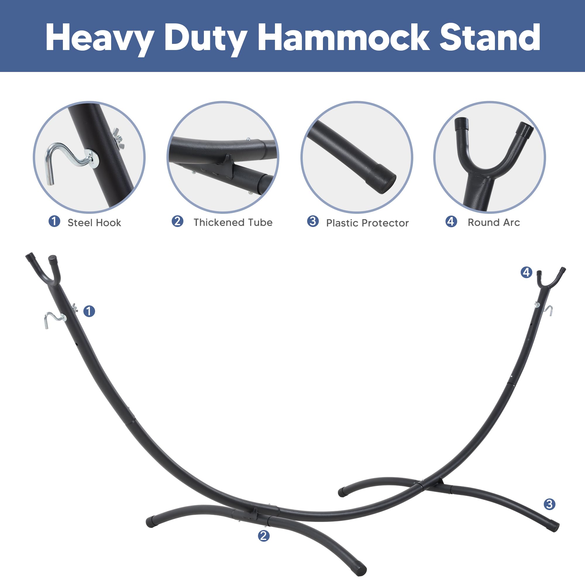 SUNCREAT Hamaca portátil para exteriores con soporte incluido, hamaca doble con soporte para exterior, rayas azules y verdes