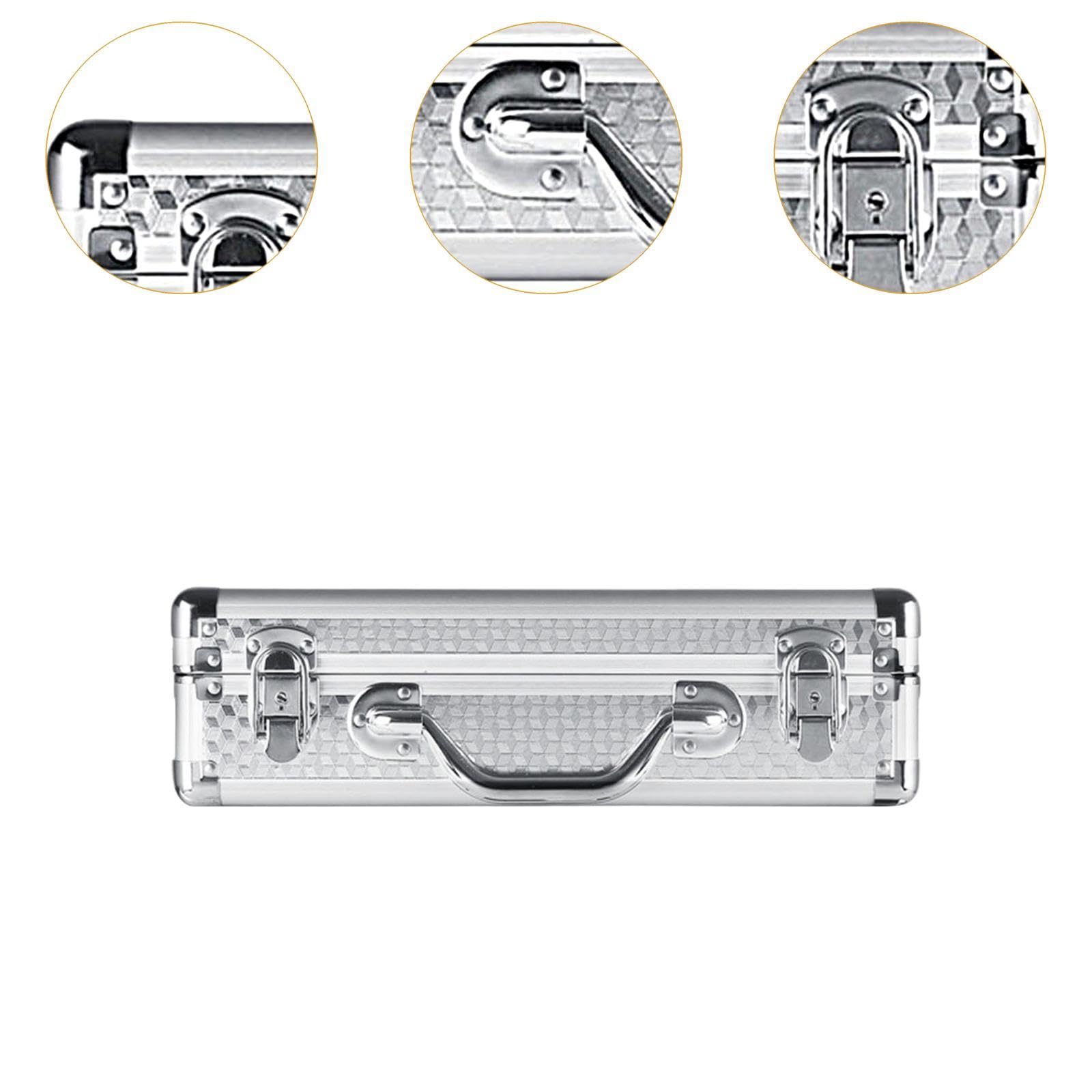 Caja de Herramientas Aluminio Aleación Estuche Portátil Cerradura Interior Suave Organizador Adecuado para Oficina Taller Transporte, con Llave, XL Y Plata