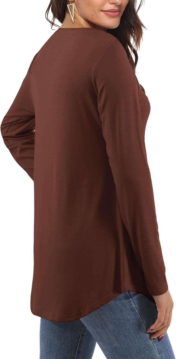 Amoretu Women's Long Sleeve Tunic Tops Casual Crew Neck Loose Shirts for Leggings - Image 4
