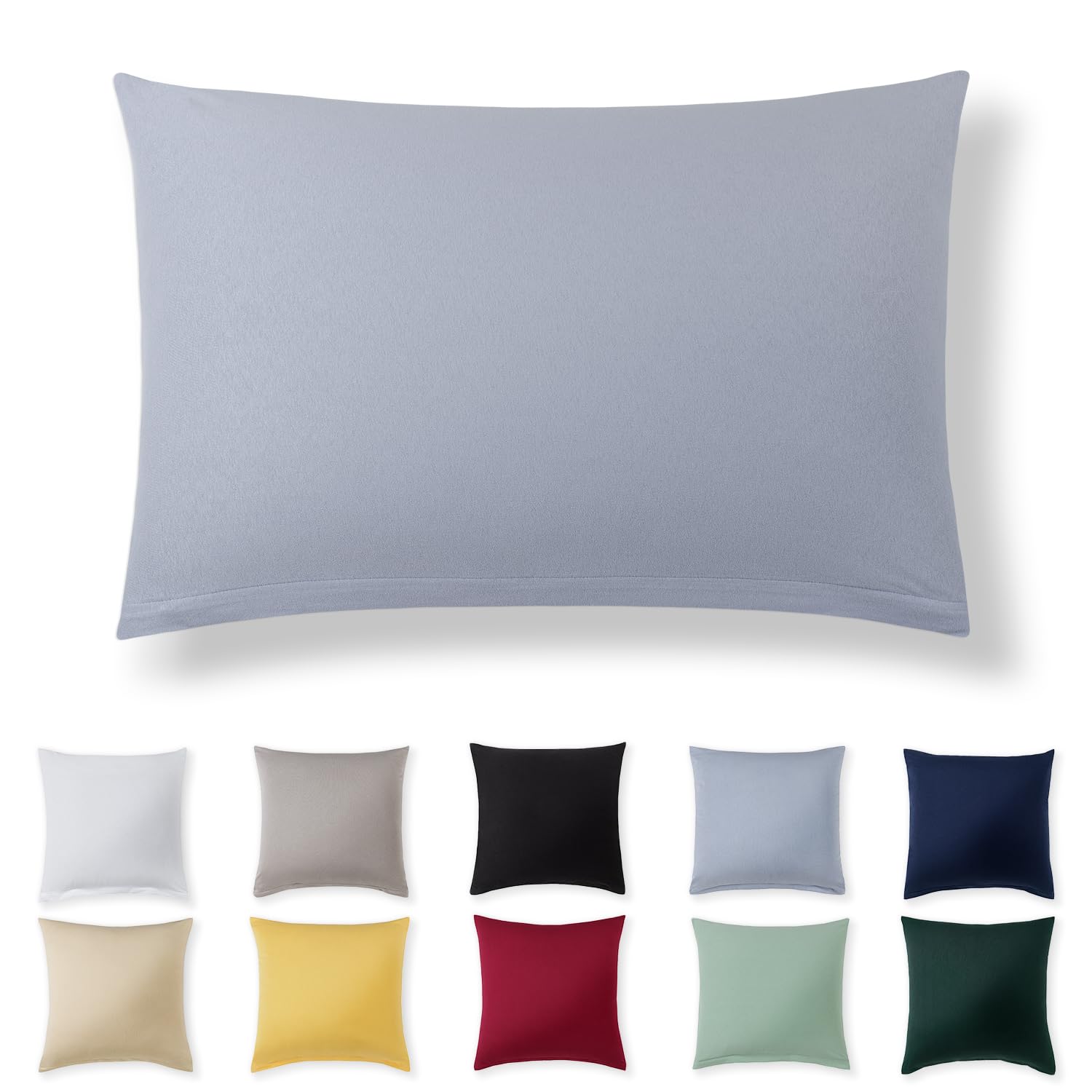 Alreya Kissenbezug 50 x 70 cm - Hellblau - 100% Jersey Baumwolle - Kissenhülle für Kissen 50x70 cm, Jersey Kopfkissenbezüge, Superweicher Kissenbezug 50x70 mit Reißverschluss