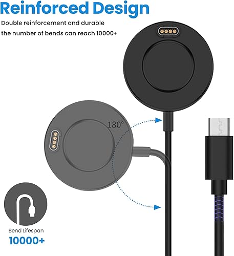 Miniatura 6 de Paquete de 2 cargadores USB tipo C diseñados para Garmin Epix Gen 2 ProEpix Gen 2Epix ProD2 Air X10, estación de carga portátil, cable de carga