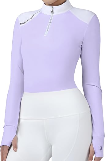 Harrison Howard Womens Horse Riding Shirt Equestrian Show Shirt Horseback Riding Shirts for Women Spliced Shoulder